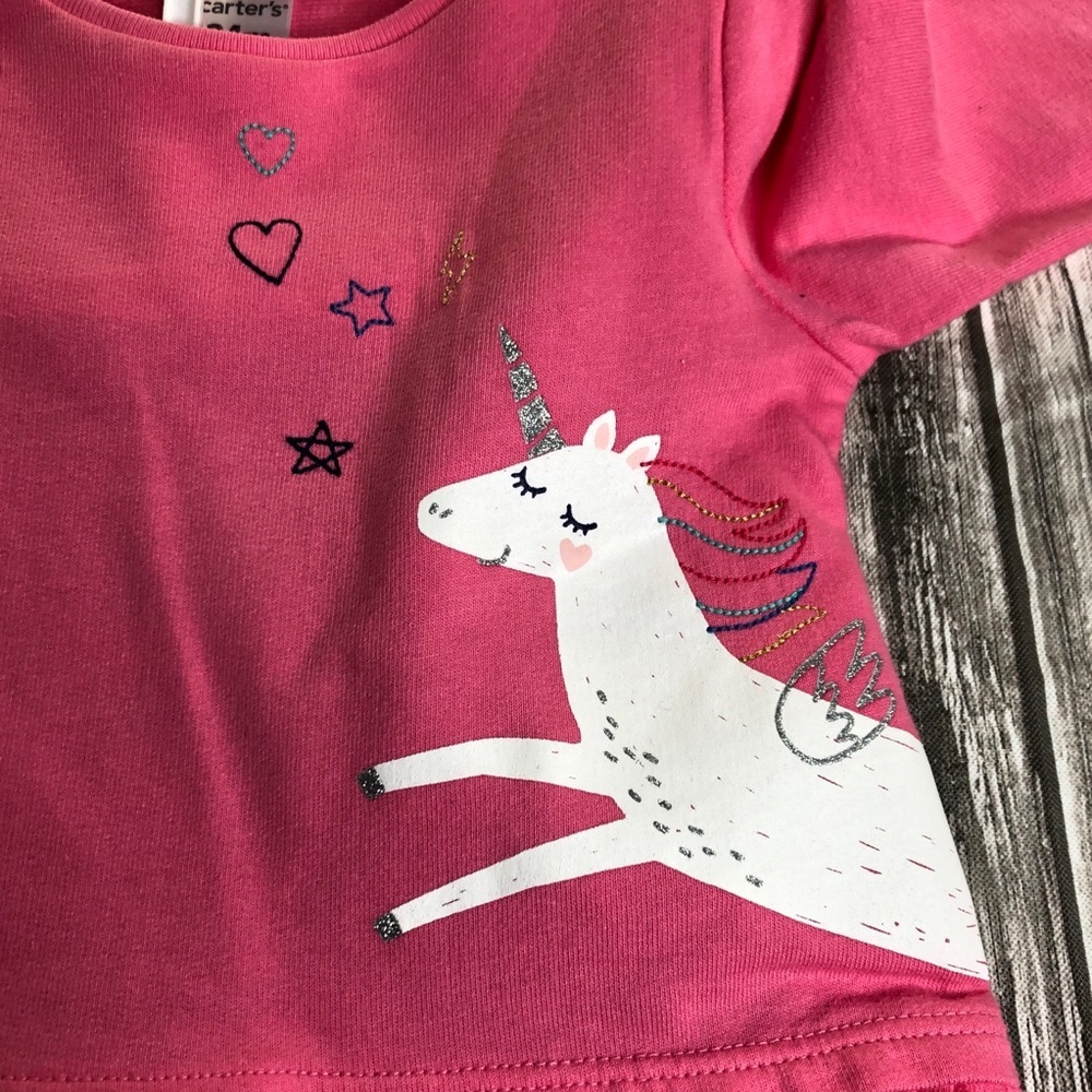 Carter's Girls 2-Piece Set Unicorn Shirt Size 24M - Picture 4 of 8